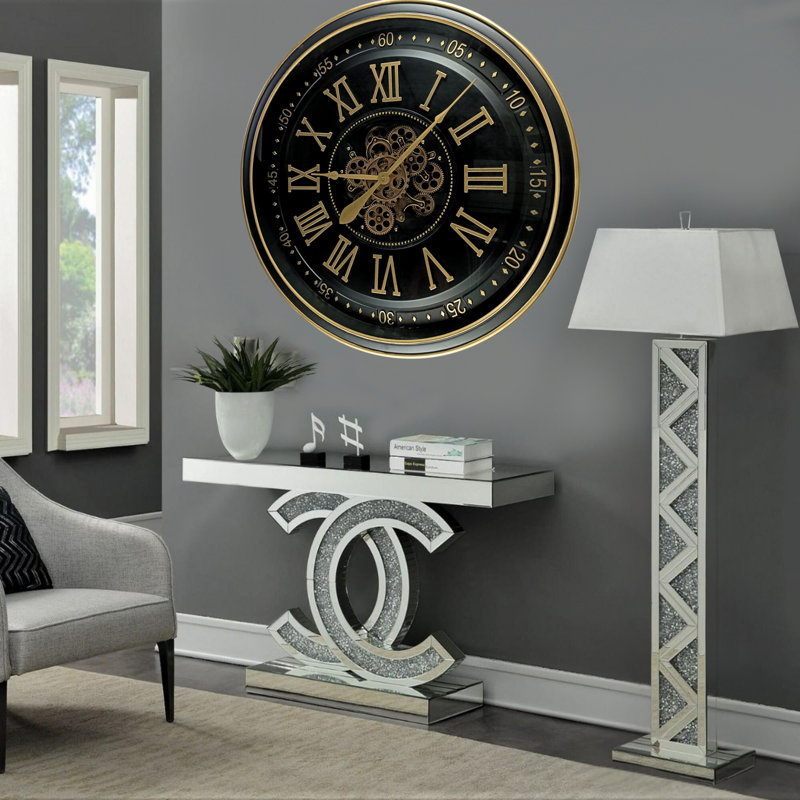 THE GEARS CLOCK Wall Clock with Real Moving Gears IR-LI_ 32 in Round "DUBLIN" BRONZE-ANTIQUE, Black Antique