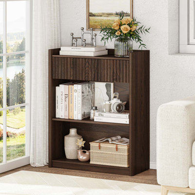 Guinna 27.67'' Small Bookcase, 3-Tier Display Bookshelf with Adjustable Shelves for Living Room, Bedroom, Home Office