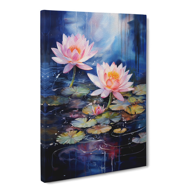 Water Lily Action Painting - Print, 76cm H x 50cm W x 3cm D