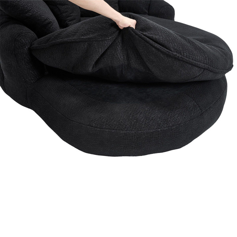 Fauteuil à billes avec coussin Contemporary, Chenille noir