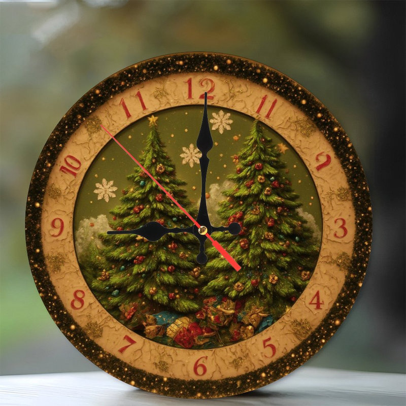 Christmas-Clock-With-Decorated-Trees