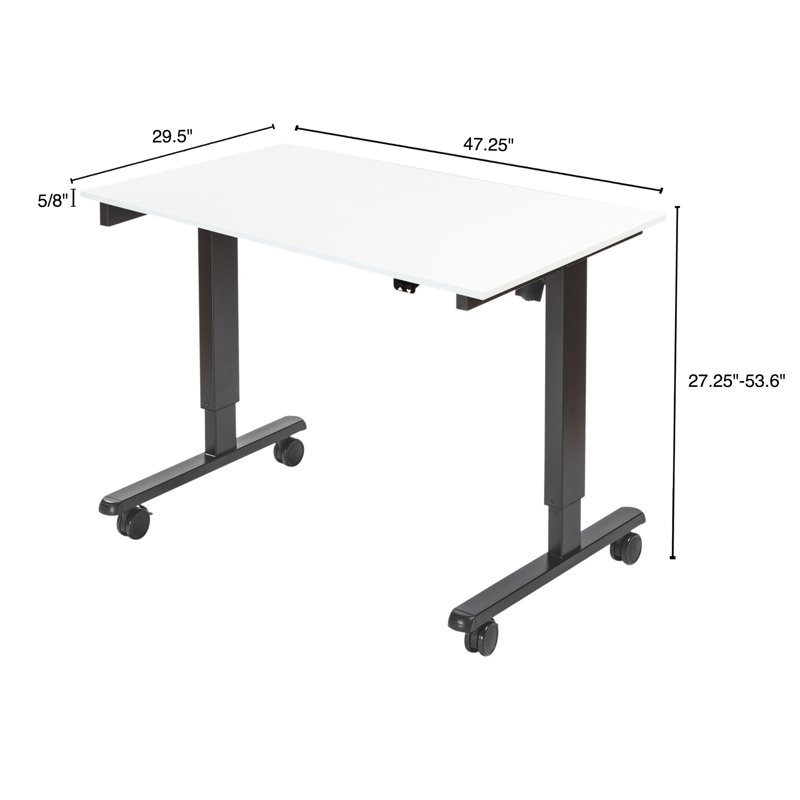 Adjustable Metal Base Standing Desk, 27.25" H x 47.25" W x 29.5" D, Gloss White/Charcoal