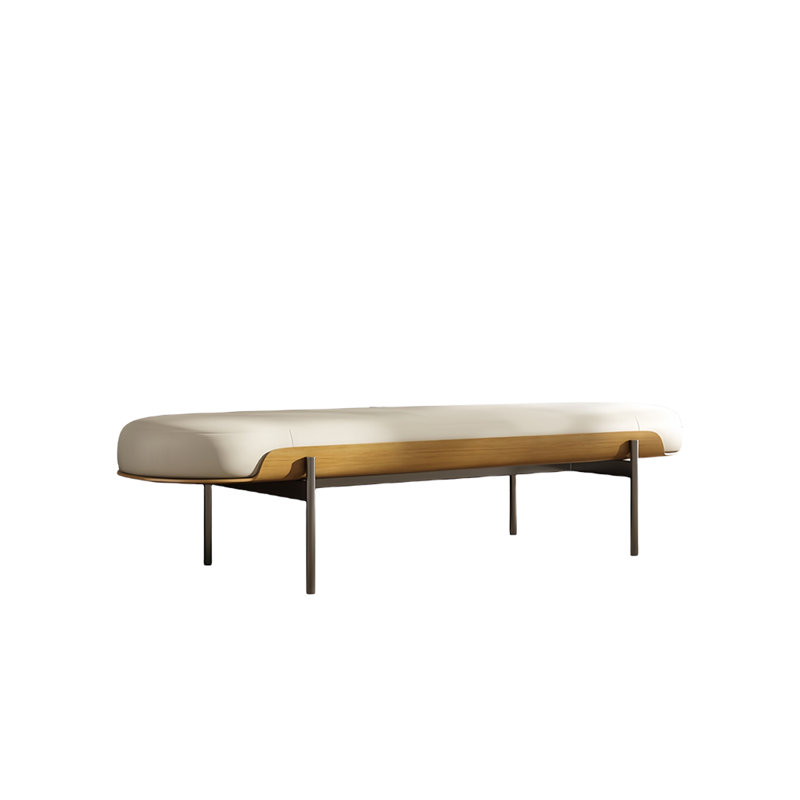 Banc rembourré en cuir Elitka, H 15,74 po x l 59,05 po x P 17,71 po