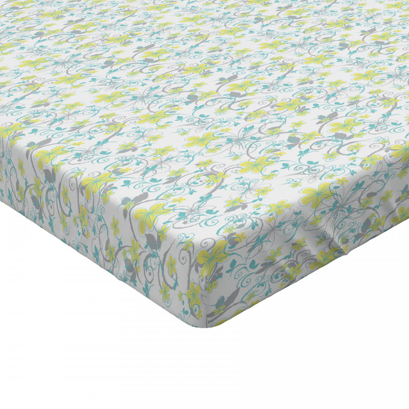 Twin White Floral Microfiber Fitted Bed Sheet