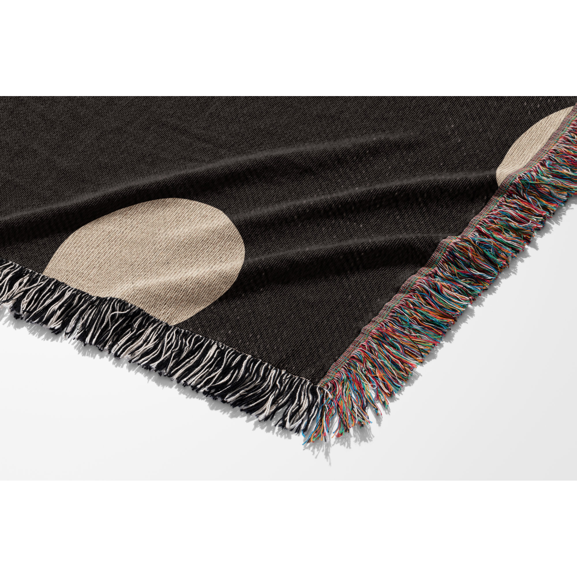 Leonore Cotton Hand Woven Throw Blanket, Queen, Black/Beige