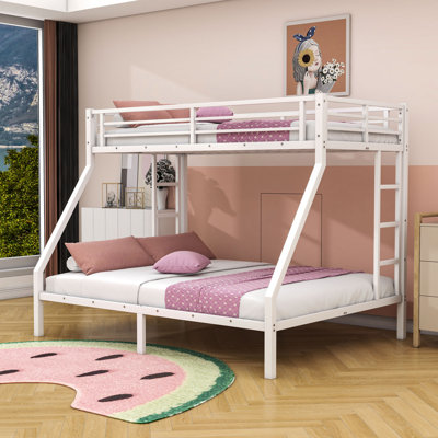 Twin XL Over Queen Heavy Duty Metal Bunk Bed With Dual Side Ladders And Noise-Free Design