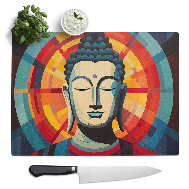 Buddha Geometric  Glass Chopping Board
