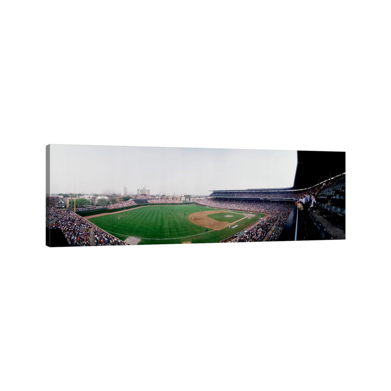 Spectators Watching A Baseball Mach In A Stadium, Wrigley Field, Chicago, Cook County, Illinois, USA - Wrapped Canvas Panoramic Print