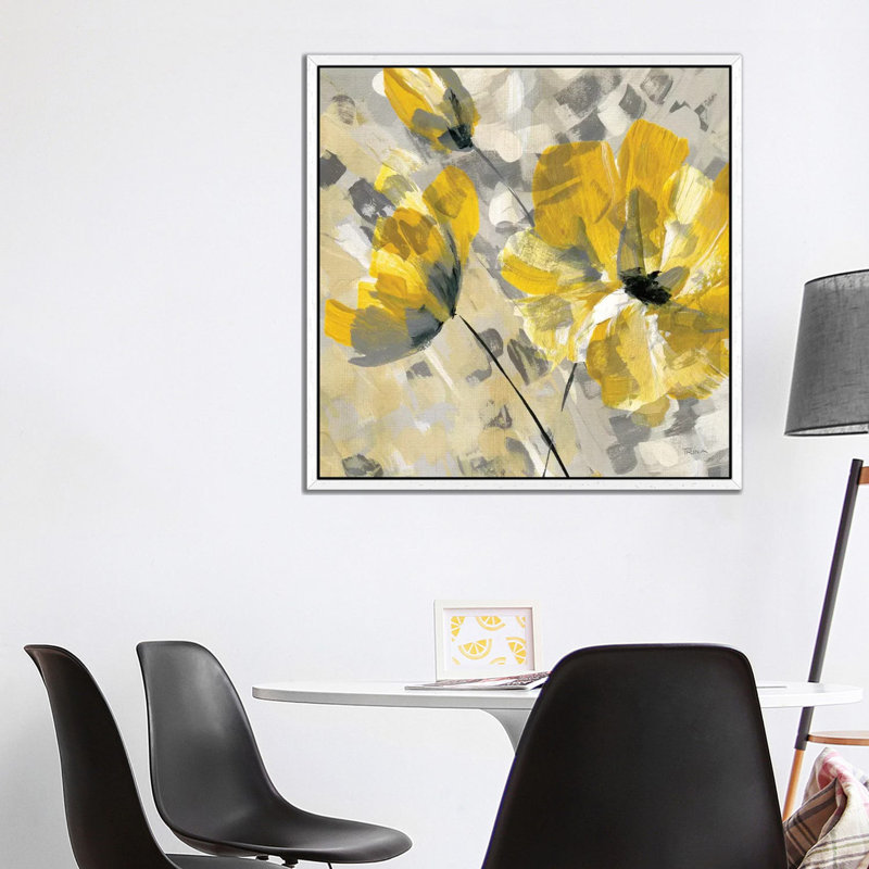 Buttercup II by Katrina Craven - Painting on Canvas, 93.98 cm H x 93.98 cm W, White Floater Framed