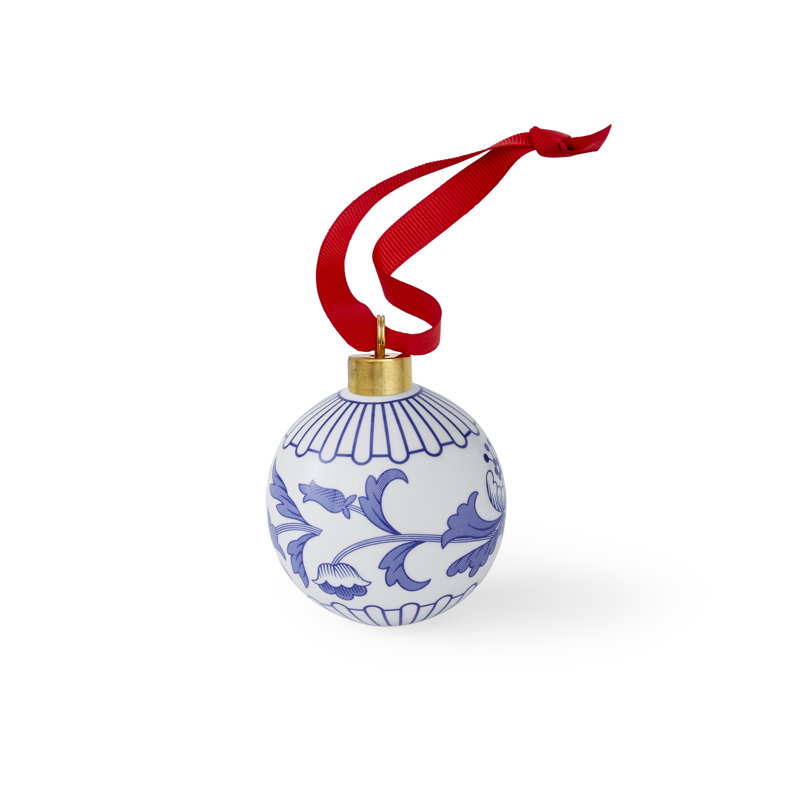 Spode Blue Italian Christmas Bauble Florals