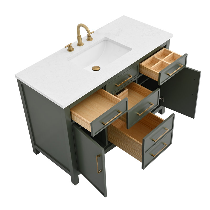 Wenniah 48" Single Vanity, Vintage Green/Brushed Bronze