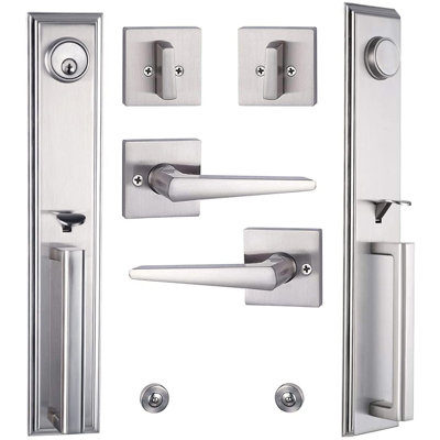 Handle With Lever And Deadbolt Reversible Entry Set