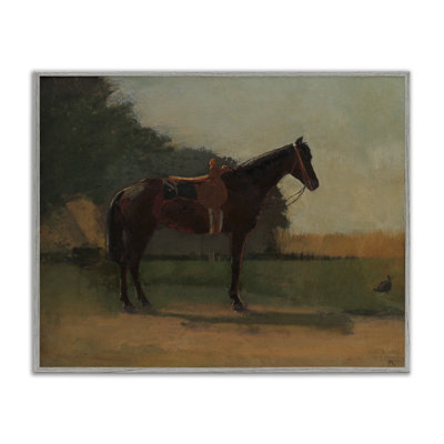 Racing Horse with Saddle Gray Framed Giclee Art by CAD Designs