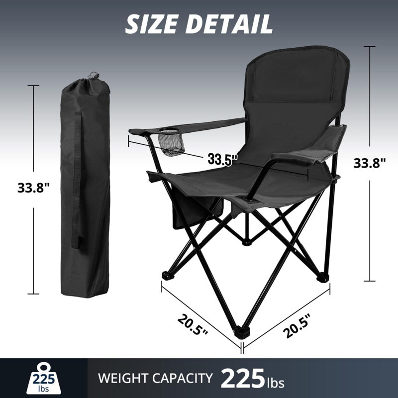 Tashionna Folding Camping Chair, Black