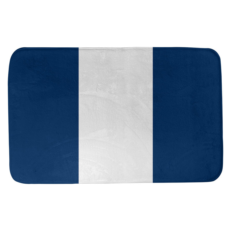 Tapis pour salle de bain Houston, l 21 po x L 34 po, Bleu marine / blanc / bleu marine