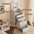 Compact Makeup Vanity Table With Lighted Flip Top Mirror 3 Drawers Rolling Stool And Charging