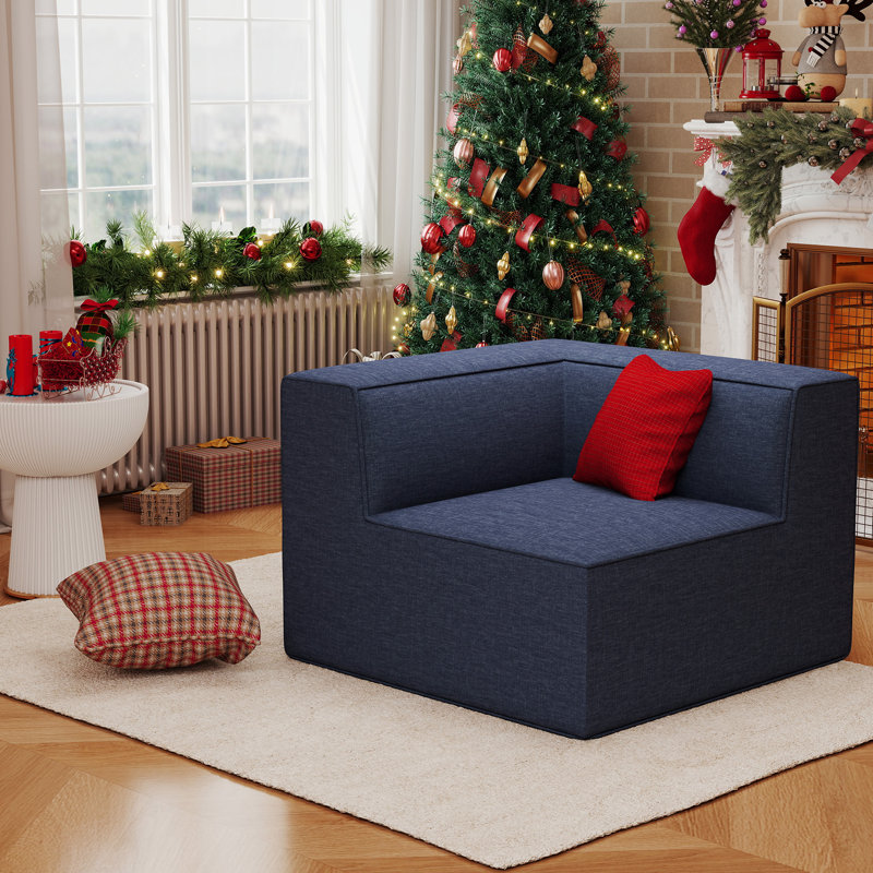 Fauteuil d'angle Comfy Cloud 38 po, aucun assemblage requis, Polyester bleu