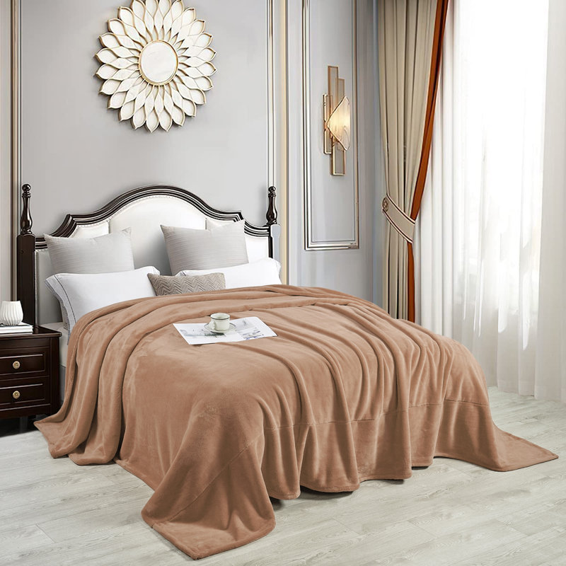 Couverture en flanelle de lait, Brun, Grand