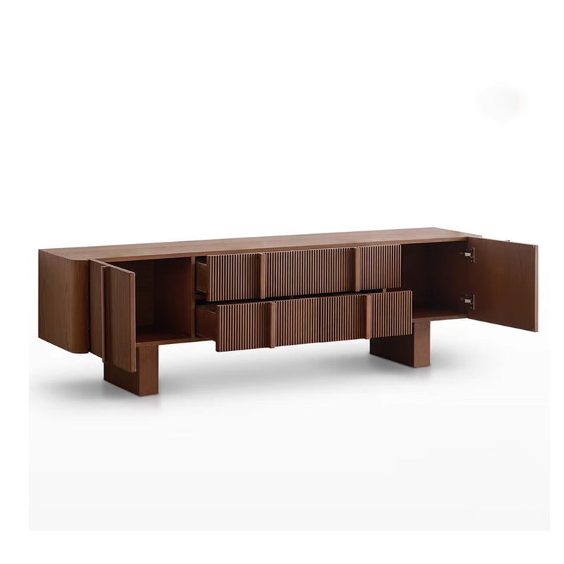 Meuble télé rétro en bois massif, H 22,44 po x l 78,74 po x P 17,71