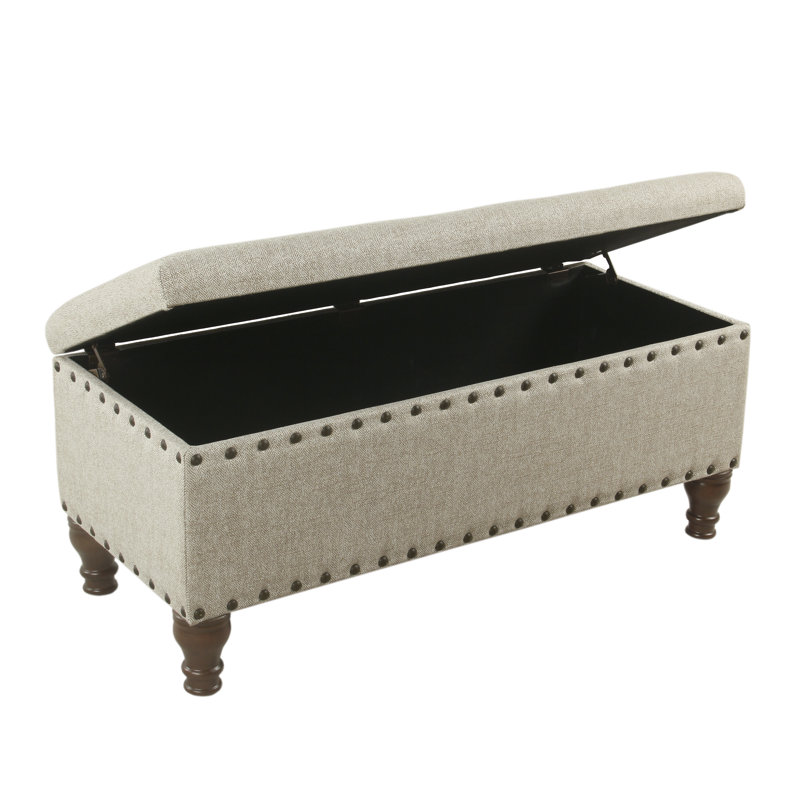 Banc de rangement rembourré Collantes, Têtes de clou taupe / marron tacheté
