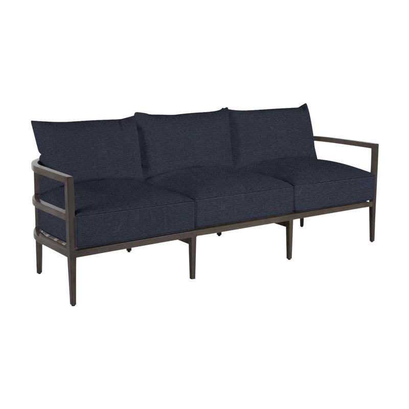 Santa Barbara Aluminum Sofa - Slate Gray, No Welt, Linen Navy, Standard Plus