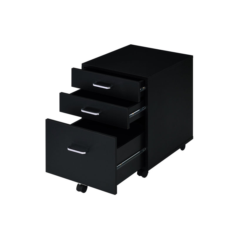 Armoire à 4 niveaux, 3 tiroirs, noir et armoire à panneaux de particules avec placage et tiroirs