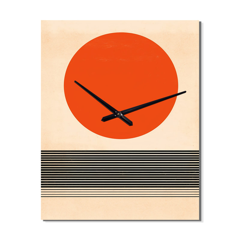 Minimal géométrique orange coucher de soleil audacieux III - horloge murale moderne surdimensionnée, Petit