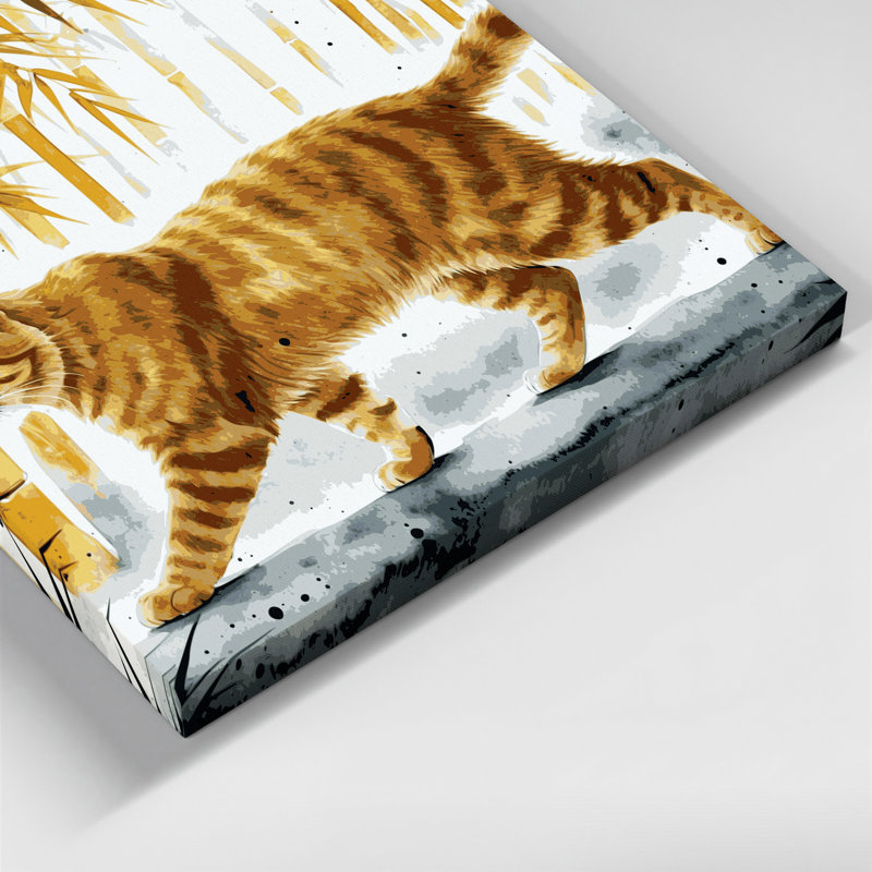 «Big Cats Asian Golden Cat», art mural sur toile beige, H 11 po x l 14 po