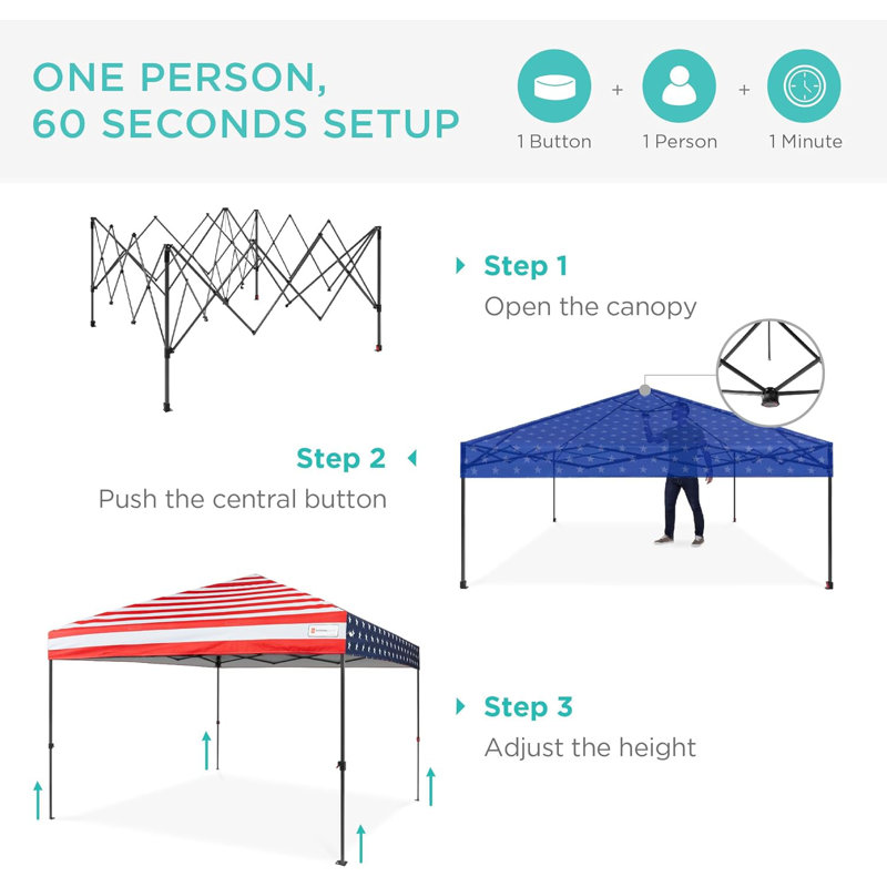 American Flag 10x10ft Easy Setup Pop Up Canopy Tent