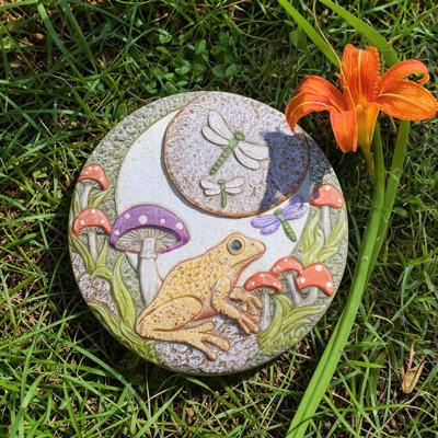 Stepping Stones Outdoor For Garden Moon Frog Mushroom Butterfly Decorative Walkway Round Stone Decor Pathway Lawn