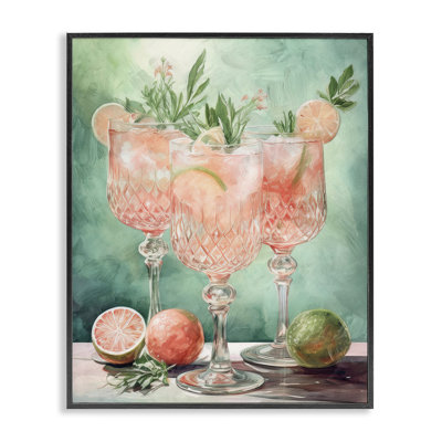  «Pastel Grapefruit Cocktail», estampe numérique encadrée par Daphne Polselli