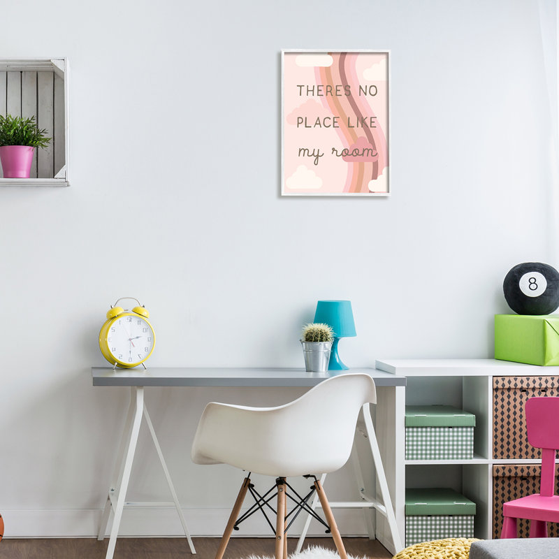 «Pastel Pink Clouds Room» par Lil 'Rue - Art textuel, H 14 po x l 11 po x P 1,5 po, Giclée encadrée blanc bord de mer