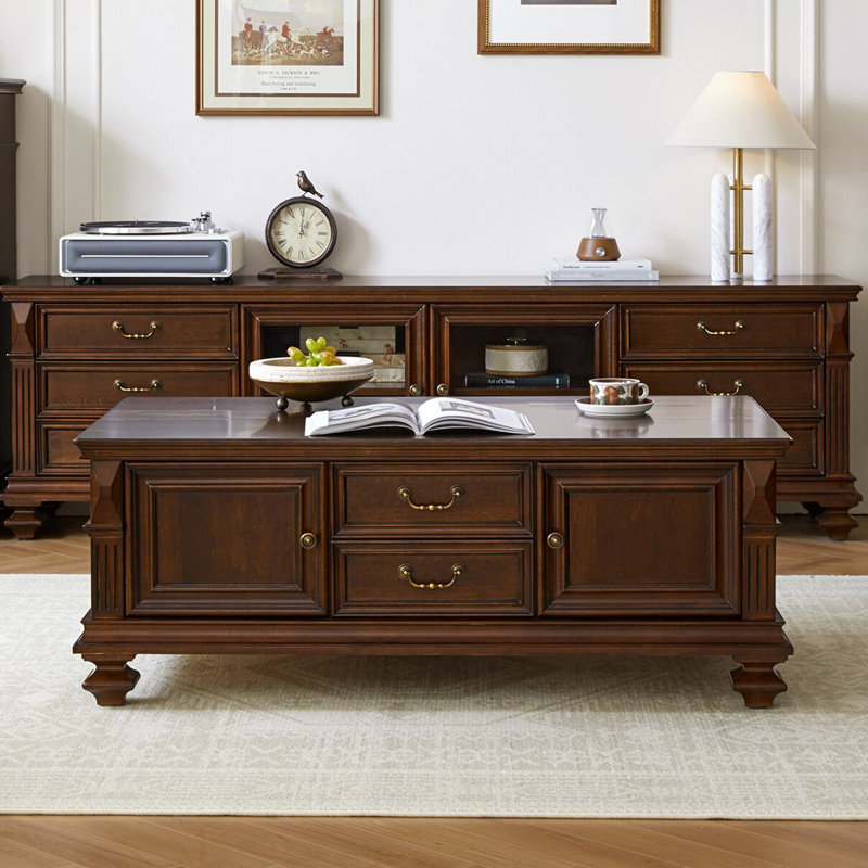 Table basse avec rangement en érable American Style, H 20,47 po x L 55,11 po x l 29,52 po