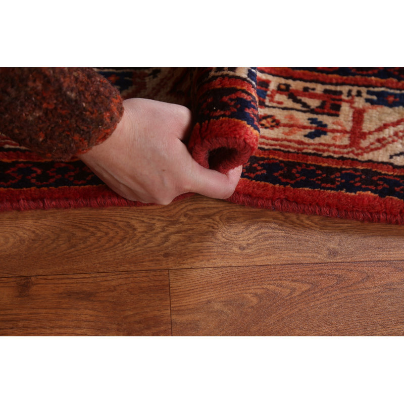 Tapis de couloir motif géométrique rouge persan Botemir noué à la main 3 x 10
