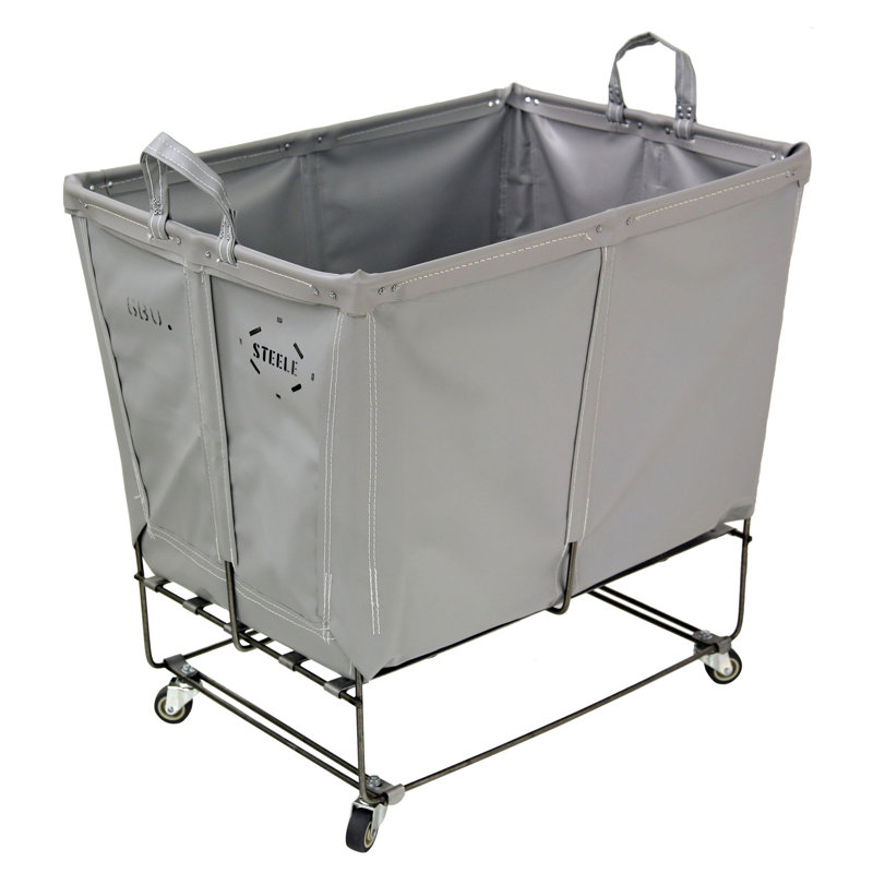 Rolling Laundry Basket with Handles, Gray Vinyl, 0