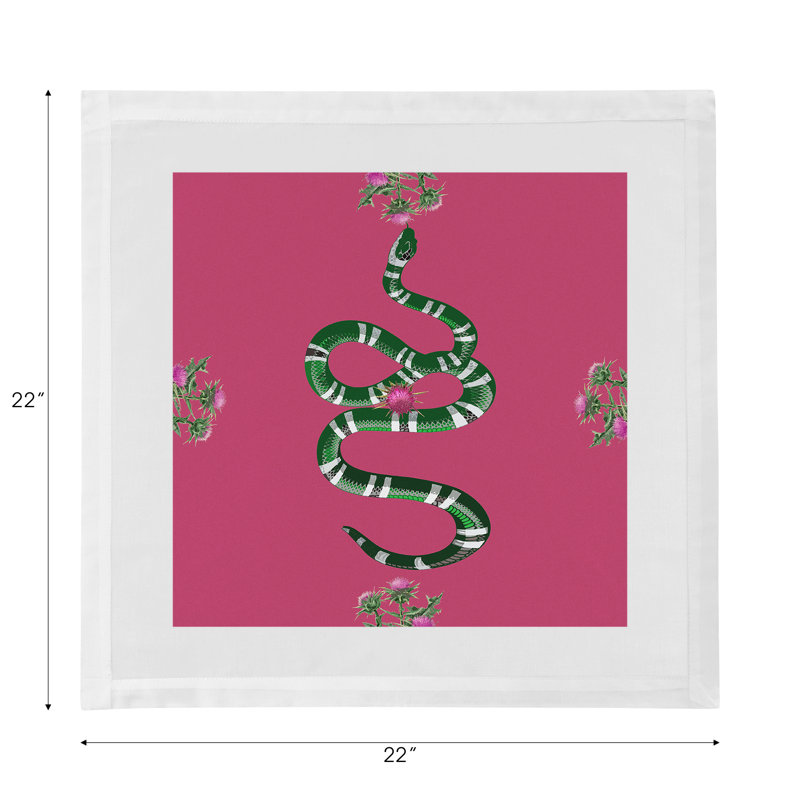 Thistle And Snake Cotton Sateen Dinner Napkins, Pink