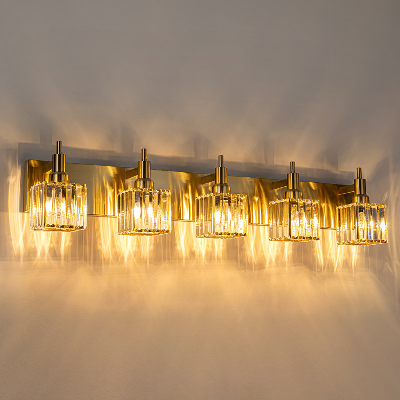 Taevion Dimmable Crystal Picture Light, Gold, 5 Lights