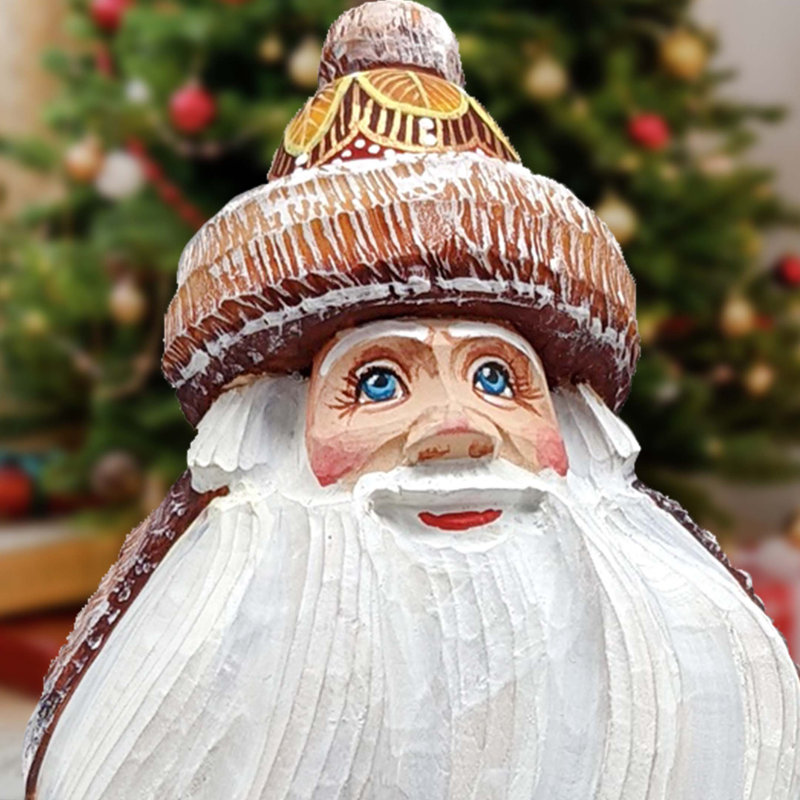 Wood Carved Figurine By G. Debrekht, Mystical Grizzly Santa