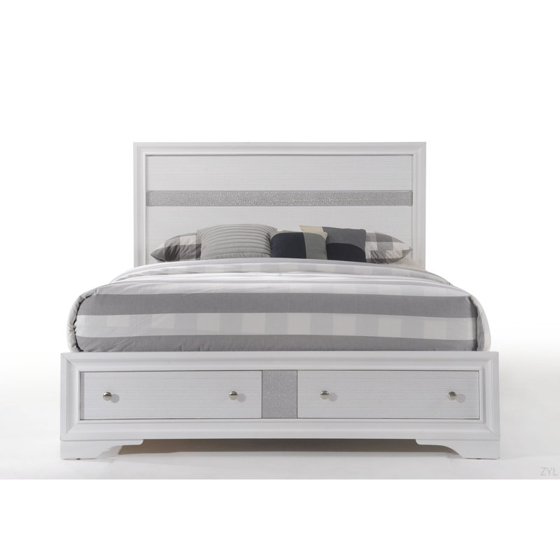 Grand lit blanc avec rangement, Grand lit