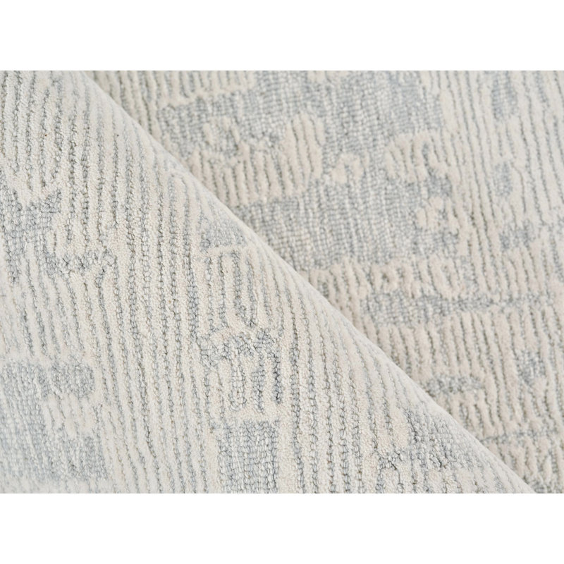 Exquisite Rugs Handmade Hand-Tufted New Zealand Wool On Canvas Blue/Ivory Area Rug, Rectangle 12' x 15', Light Blue/Ivory