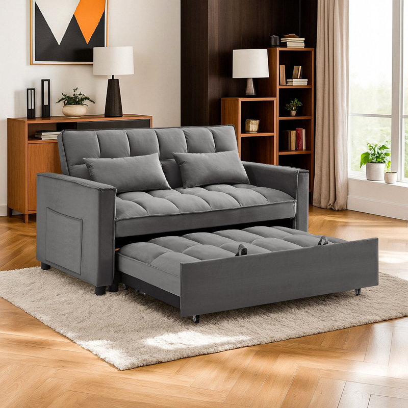 Canapé-lit 54 po convertible 3 en 1, Gris foncé