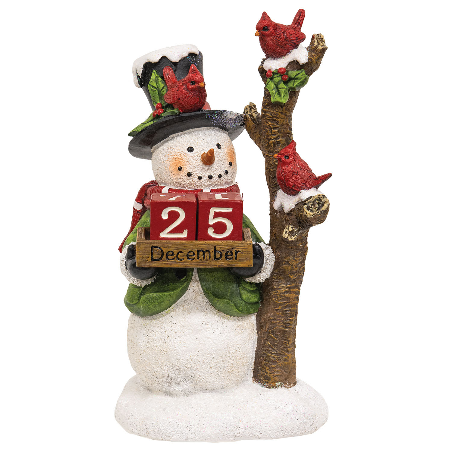 The Holiday Aisle® Resin Snowman & Cardinals Christmas Countdown | Wayfair