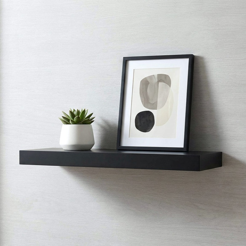 Bovina Floating Shelf, Black, 2" H x 9.25" W x 9.25" D