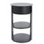 Table d'appoint ronde d'intérieur en métal à 3 niveaux avec armoire à porte coulissante, noir mat-1142400079