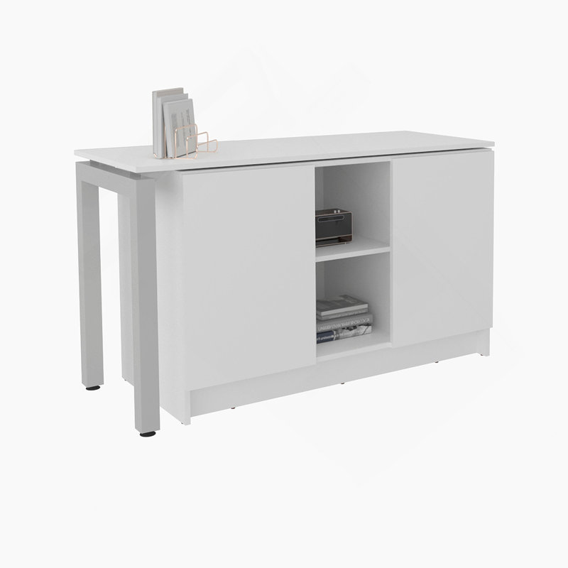 White 2-Shelf Desk with Space-Saving Design