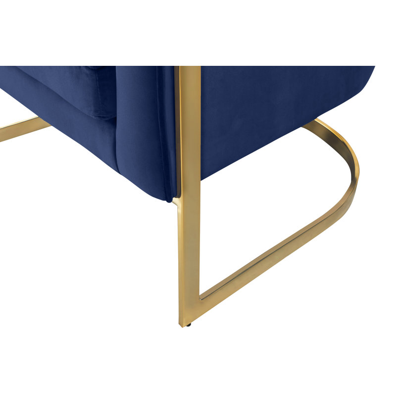 Fauteuil demi-tonneau en velours 30 po Carter, Velours marine
