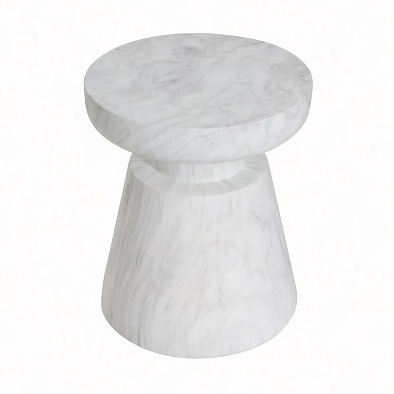 Outdoor Travertine Side Table,White, White