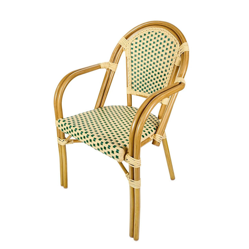 Chaise bistro en rotin Arms PE par Chivari, Beige/vert