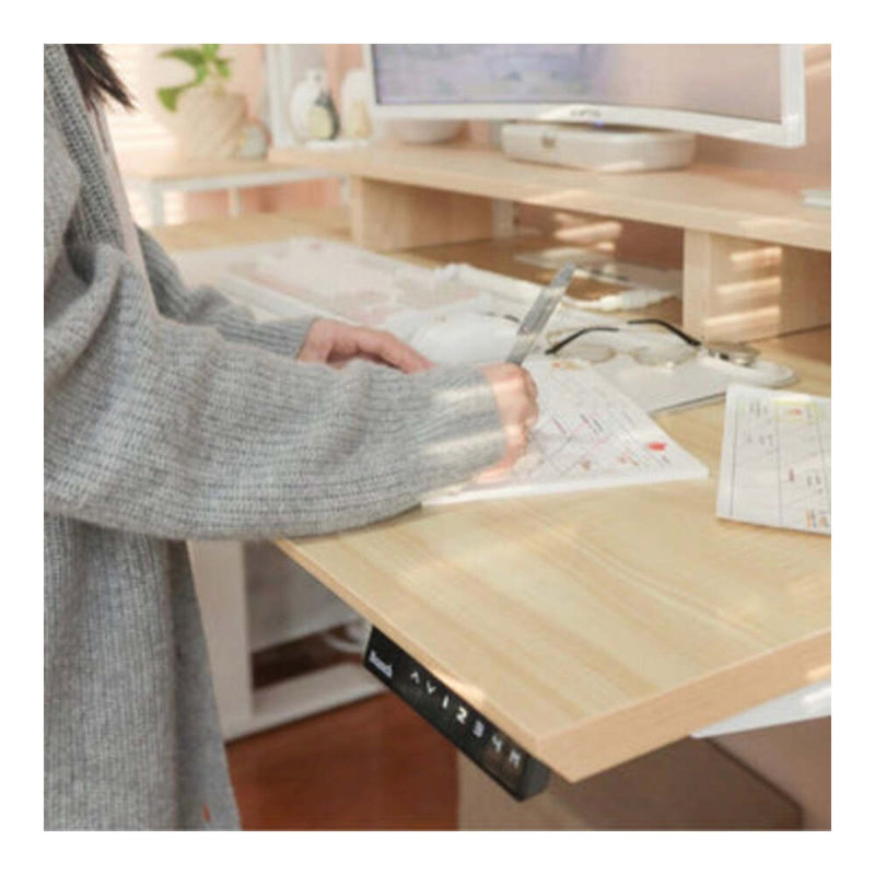 Standing Desk, Woodgrain, White, 52" H x 48" W x 30" D