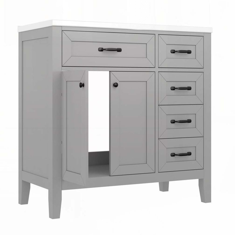 Meuble-lavabo 36 po avec lavabo, Gris